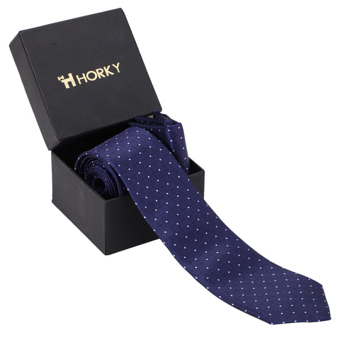 Horky Buy Online Men's Necktie White Dots Pattern (Blue)