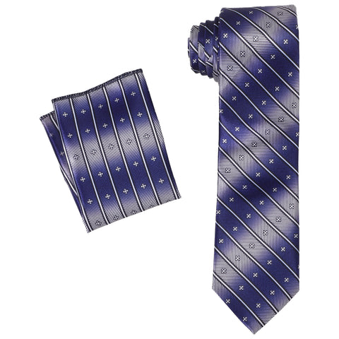 Horky Buy Online Men's Necktie Line Pattern (Blue, White)