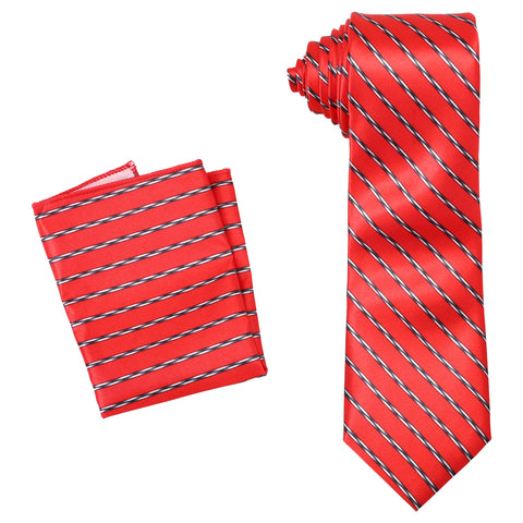 Horky Buy Online Men's Necktie Stripped Linen Pattern (Red)