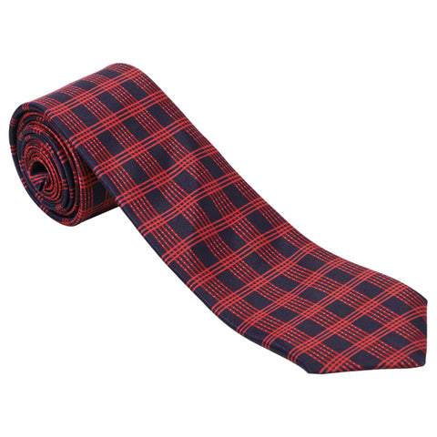 Horky Buy Online Men's Necktie Checkered Pattern Design (Blue, Red)