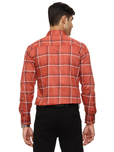 Men's Shirt Checkered Cotton (Orange)