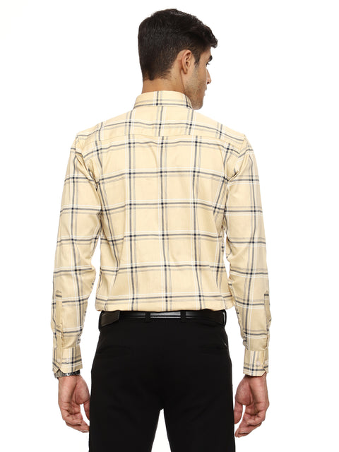 Men's Shirt Checkered Cotton (Yellow)