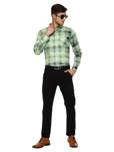 Men's Shirt Checkered Cotton (Green)