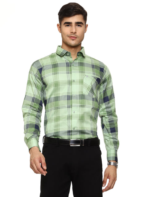 Men's Shirt Checkered Cotton (Green)
