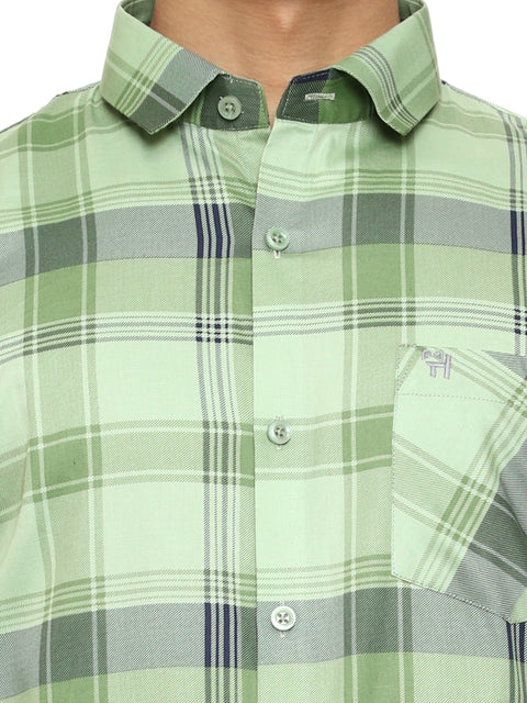 Men's Shirt Checkered Cotton (Green)