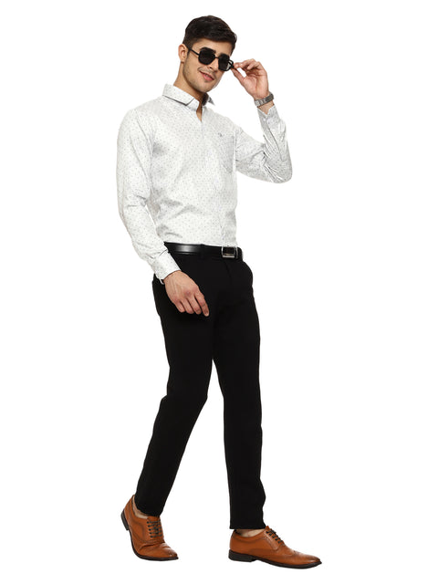 Men's Shirt Dot Pattern Cotton (White)