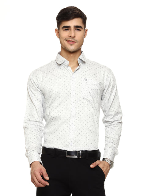 Men's Shirt Dot Pattern Cotton (White)