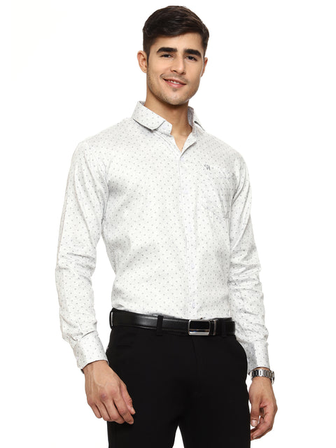 Men's Shirt Dot Pattern Cotton (White)