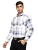 Men's Shirt Checkered Cotton (White, Blue)