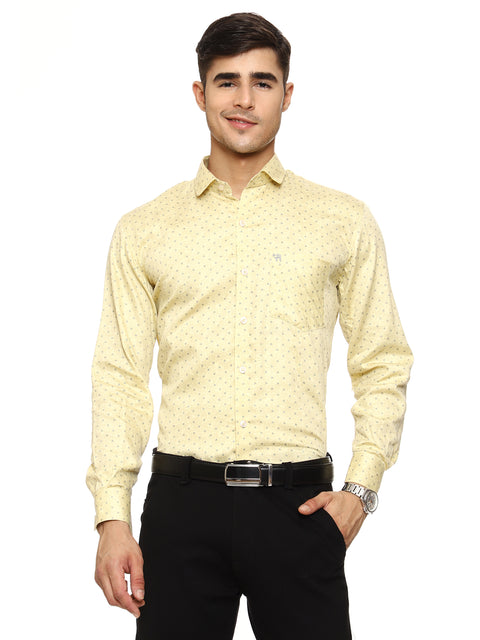 Men's Shirt Dot Pattern Cotton (Yellow)
