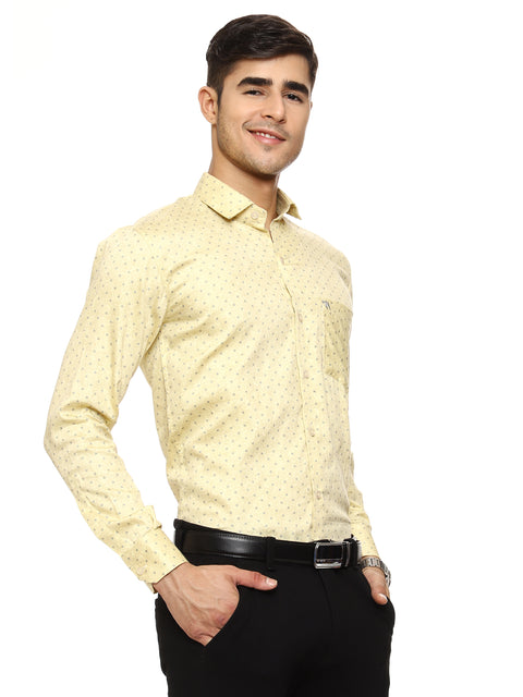 Men's Shirt Dot Pattern Cotton (Yellow)