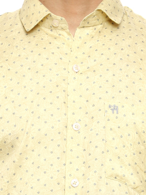 Men's Shirt Dot Pattern Cotton (Yellow)