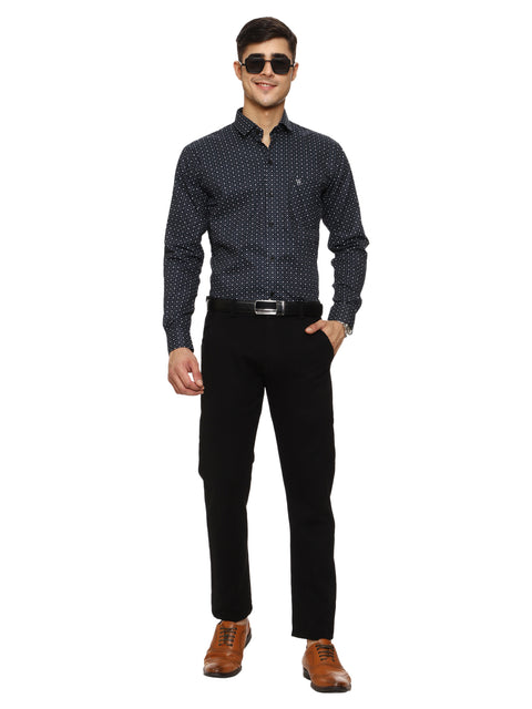 Men's Shirt Dot Pattern Cotton (Black)