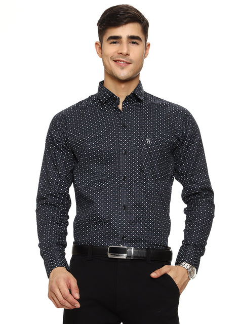 Men's Shirt Dot Pattern Cotton (Black)