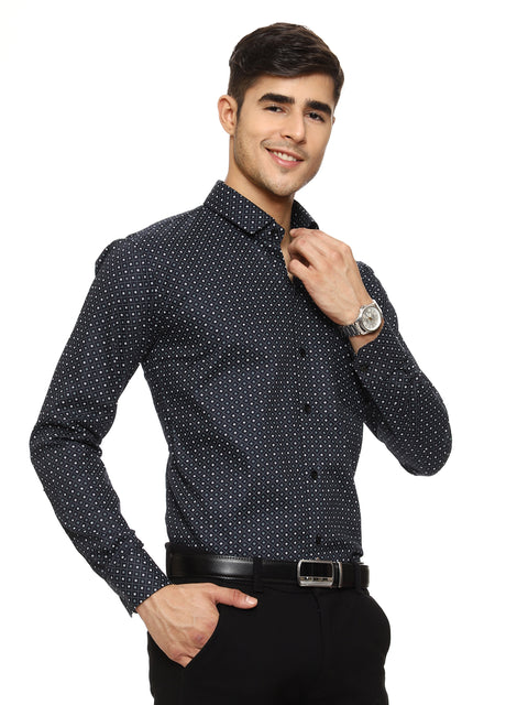 Men's Shirt Dot Pattern Cotton (Black)