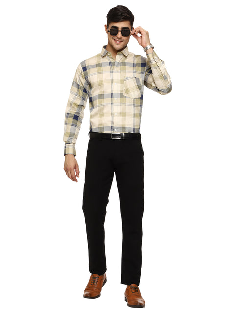 Men's Shirt Check Pattern Cotton (Yellow)