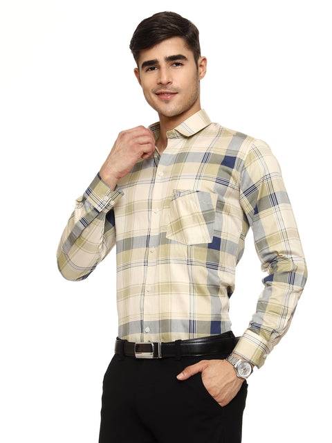 Men's Shirt Check Pattern Cotton (Yellow)