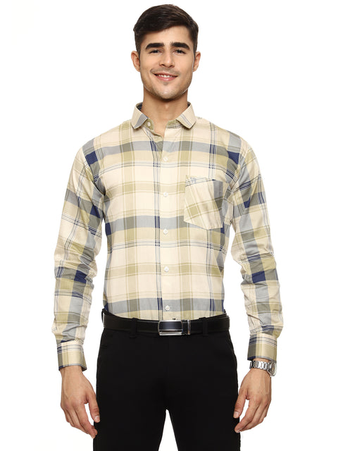 Men's Shirt Check Pattern Cotton (Yellow)