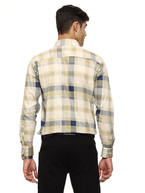Men's Shirt Check Pattern Cotton (Yellow)