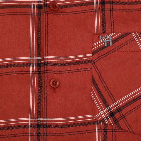 Men's Shirt Checkered Cotton (Orange)