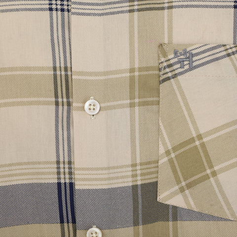 Men's Shirt Check Pattern Cotton (Yellow)