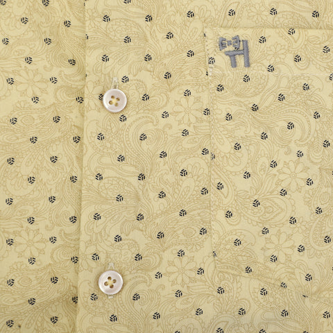 Men's Shirt Dot Pattern Cotton (Yellow)