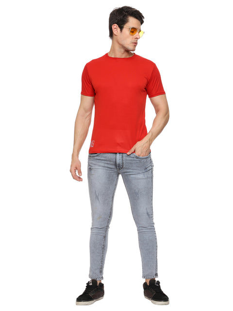 Men's Round Neck Dry Fit Gym Sports T Shirt Red
