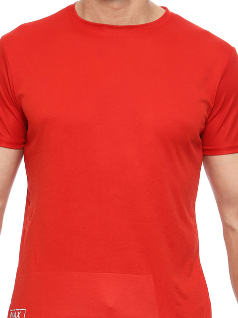 Men's Round Neck Dry Fit Gym Sports T Shirt Red