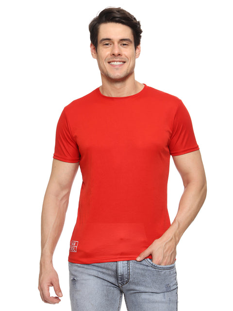 Men's Round Neck Dry Fit Gym Sports T Shirt Red