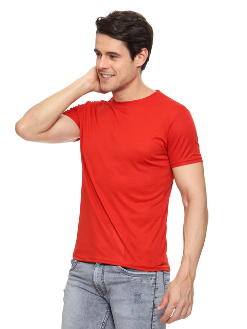 Men's Round Neck Dry Fit Gym Sports T Shirt Red