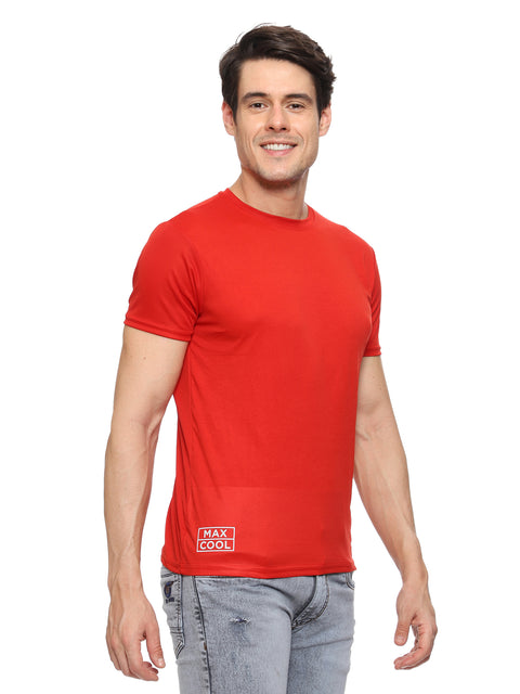 Men's Round Neck Dry Fit Gym Sports T Shirt Red