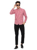 Men's Shirt Chinese Collar Check Pattern Cotton (Red)