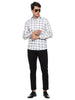 Men's Shirt Checkered Pattern Cotton (Blue, White)
