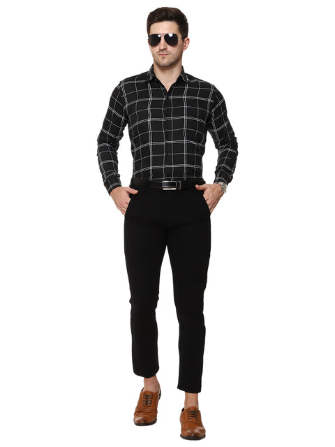 Men's Shirt Checked Black White