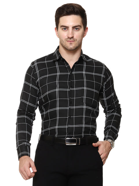 Men's Shirt Checked Black White