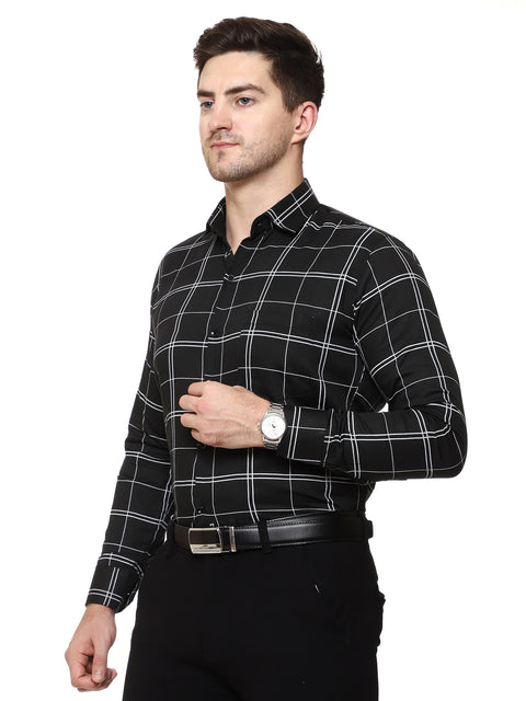 Men's Shirt Checked Black White