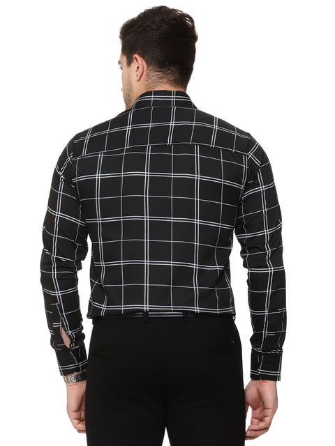 Men's Shirt Checked Black White